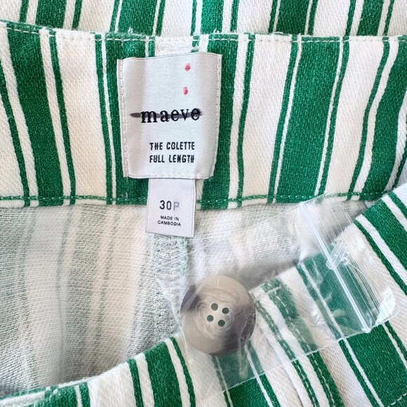 NWT Anthropologie Maeve The Colette Striped Full Length Wide Leg Pants Green 30P - Picture 7 of 11